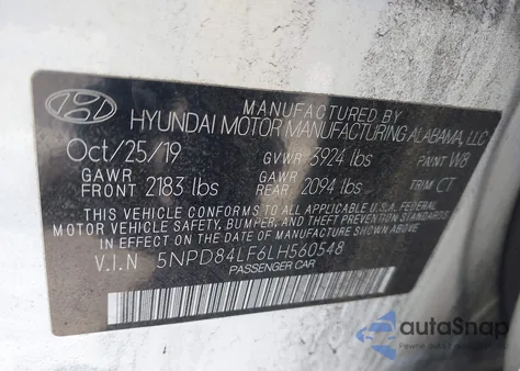 2020 Hyundai Elantra Sel from USA, damaged, VIN 5NPD84LF6LH560548
